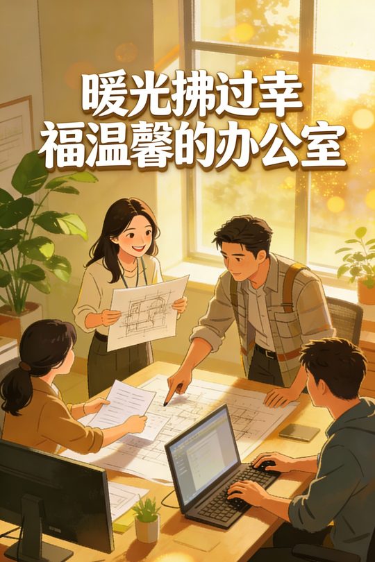 暖光拂过幸福温馨的办公室封面