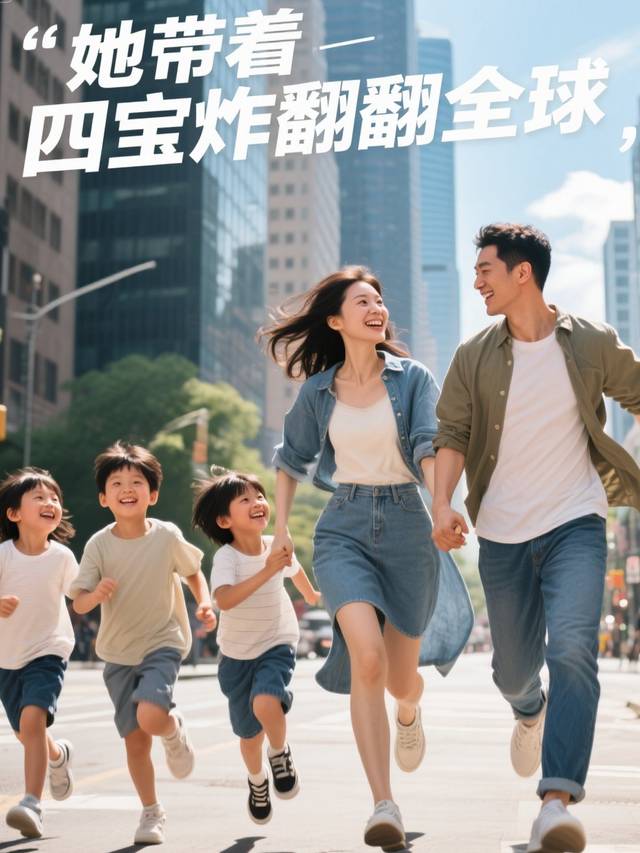 她带着四宝炸翻全球封面