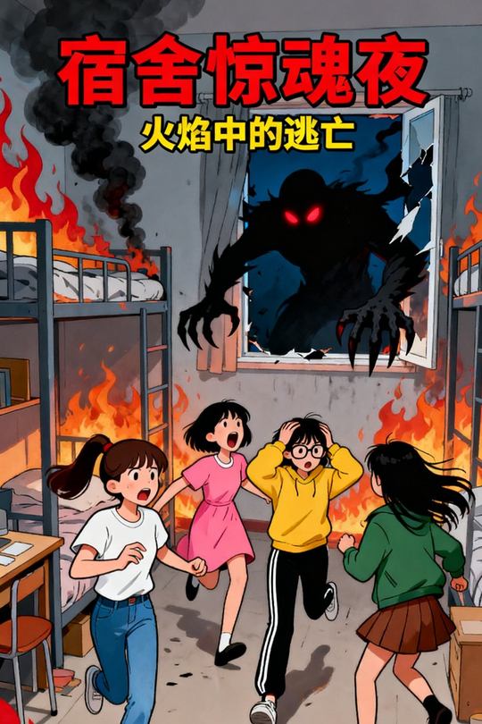 宿舍惊魂夜,火焰中的逃亡封面