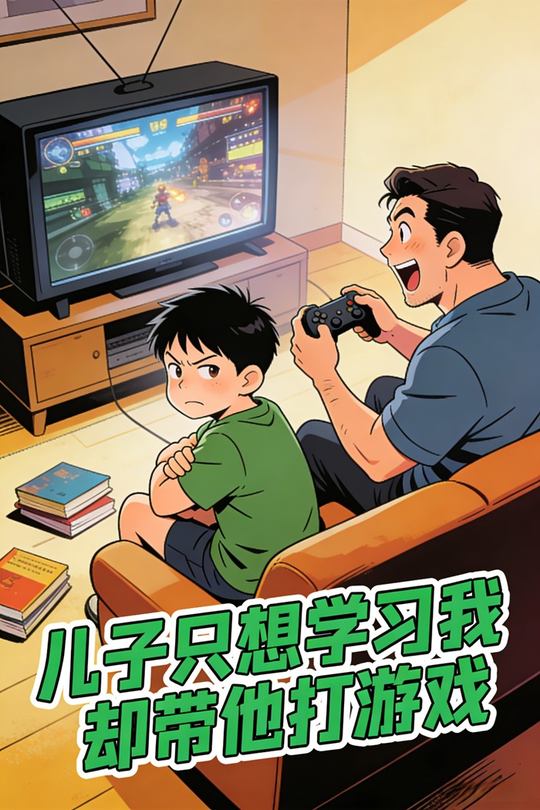 儿子只想学习我却带他打游戏封面