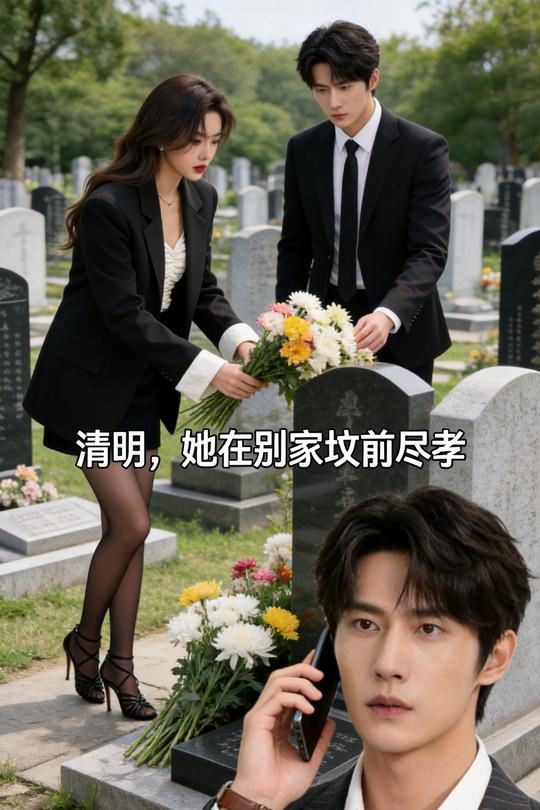 清明,她在别家坟前尽孝封面